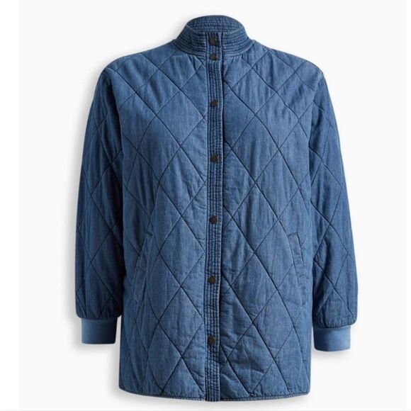 Torrid Chambray Quilted Shacket New - Picture 3 of 5